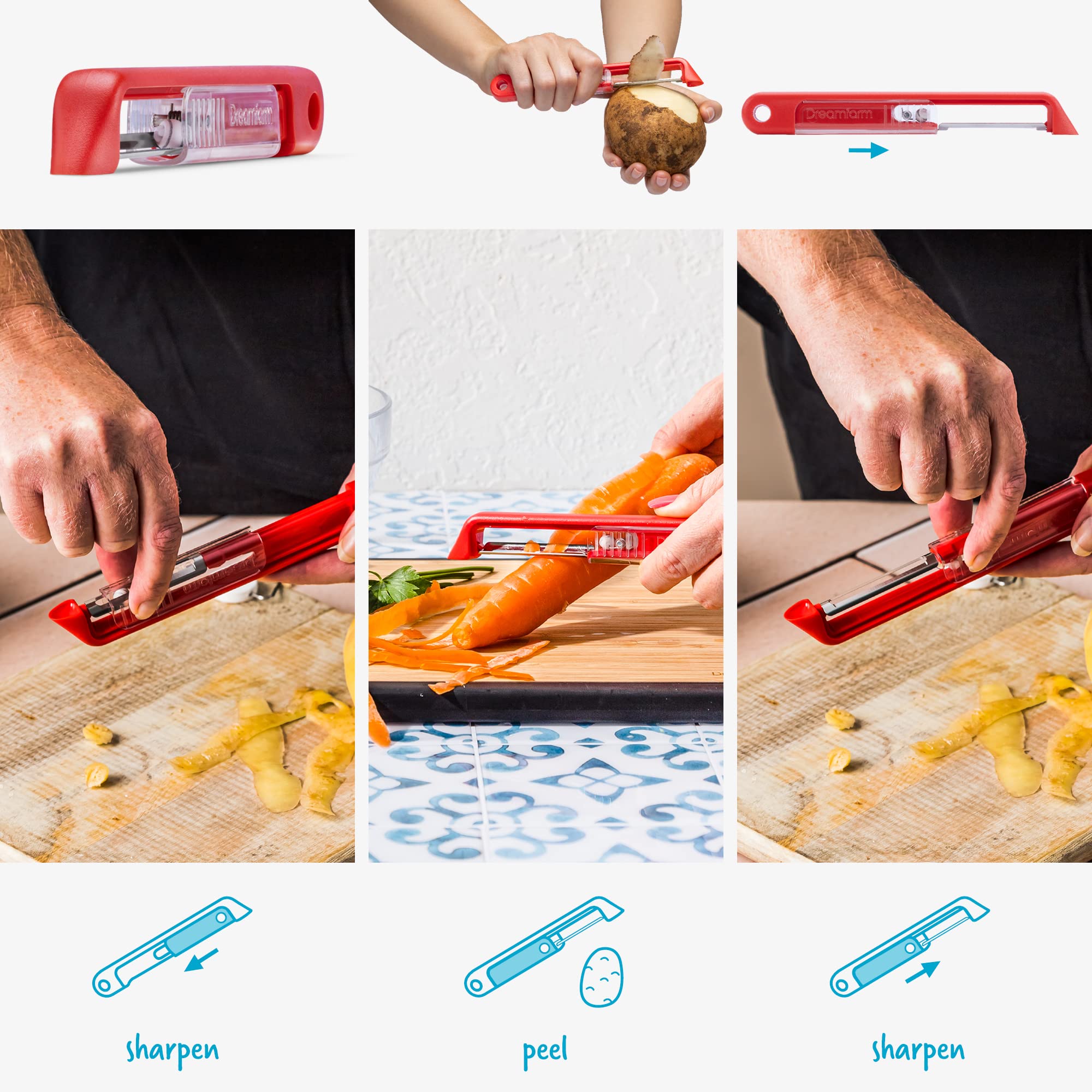 Dreamfarm Sharple ergonomic handle supports both left and right-handed users.