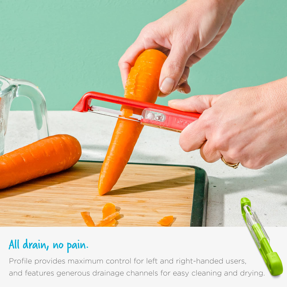 Dreamfarm Sharple peeling action delivers precise, controlled cuts.