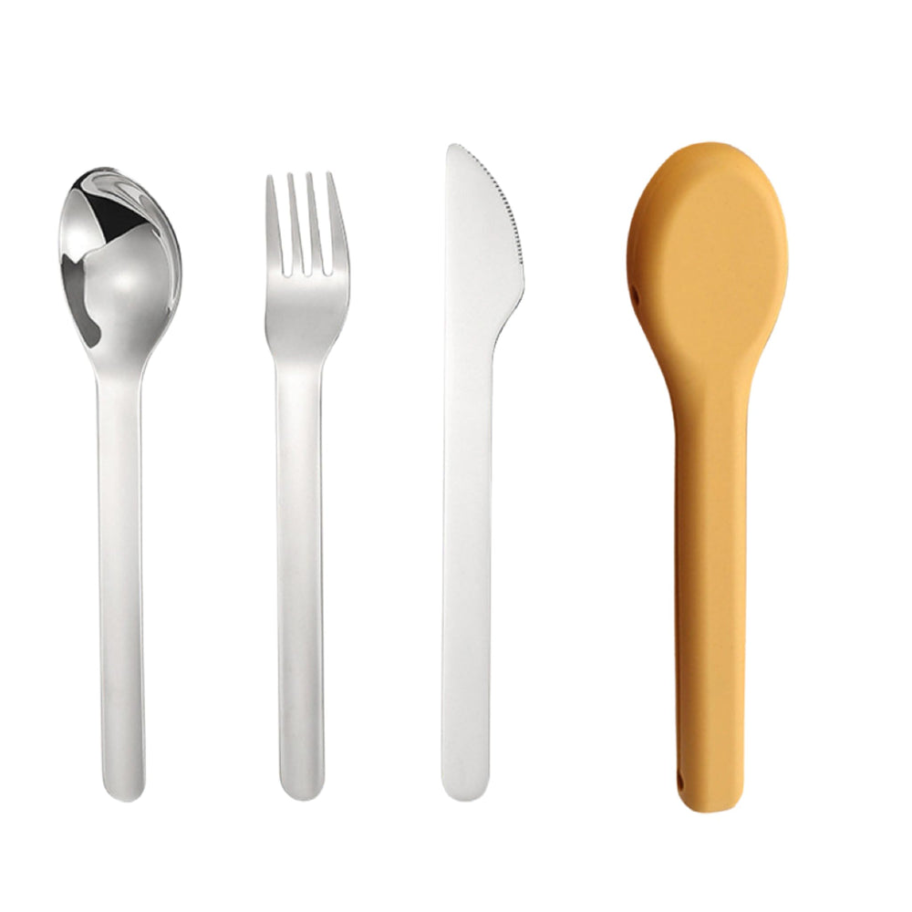 Dreamroo travel utensils with silicone case in gray for on-the-go meals.