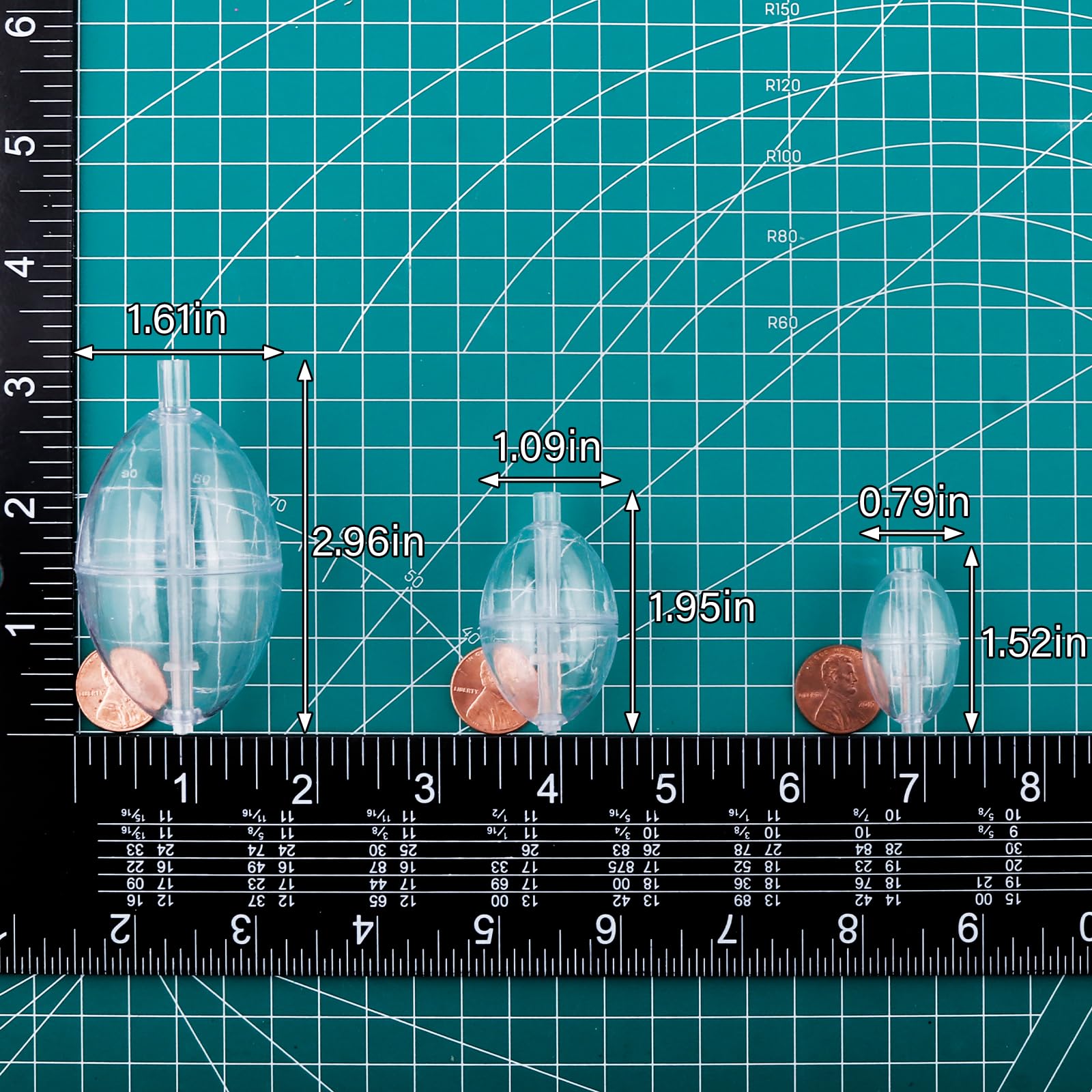 Bubble bobbers 1-1/4 inch slip cast floats for lake or stream fishing