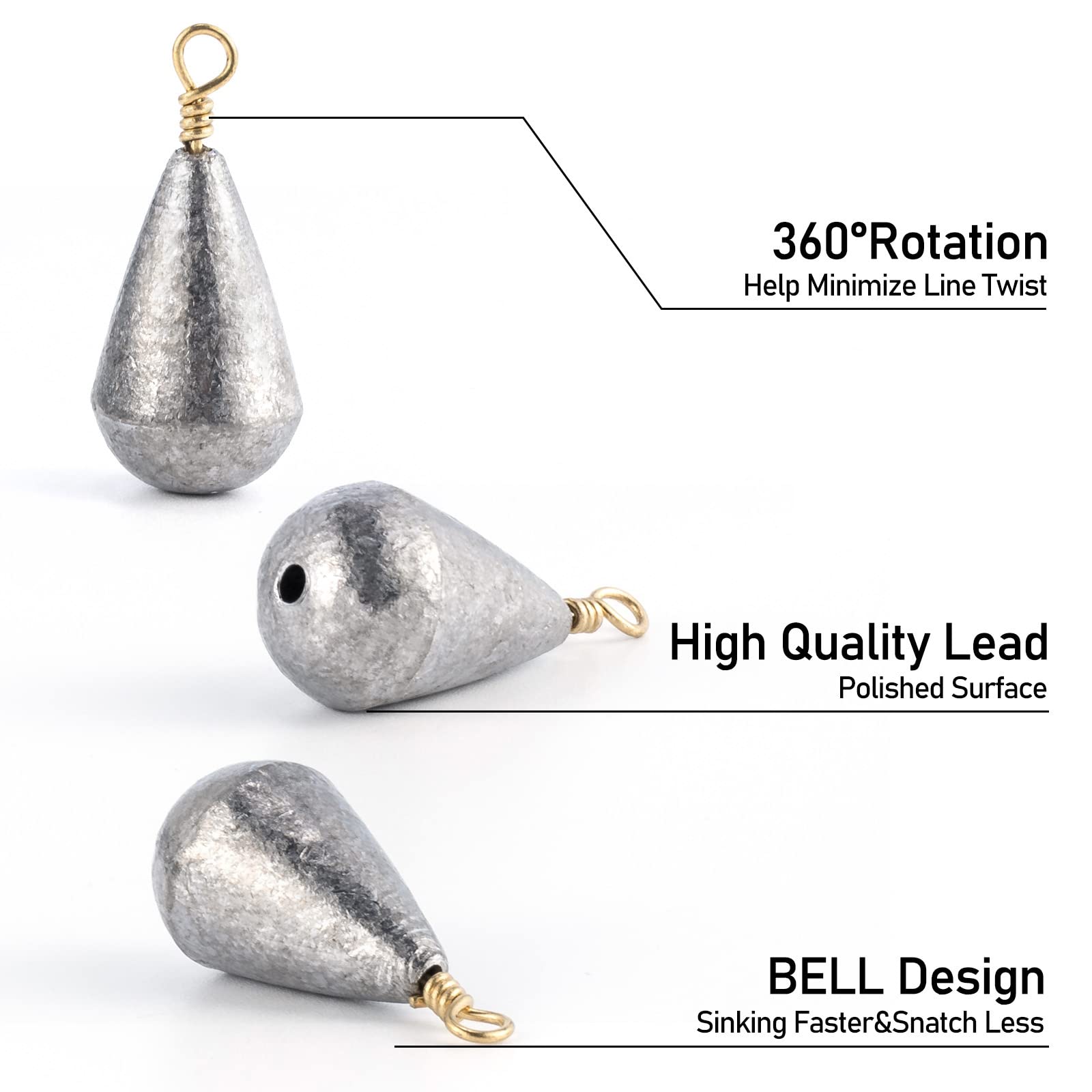 Dr.Fish 30-pack sinker weights provide consistent options for rigs and days.