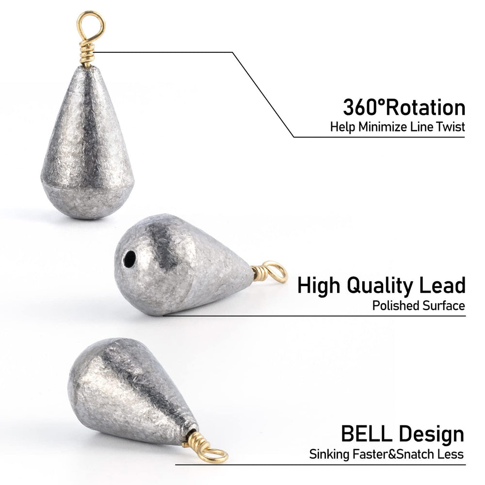 Dr.Fish 30-pack sinker weights provide consistent options for rigs and days.