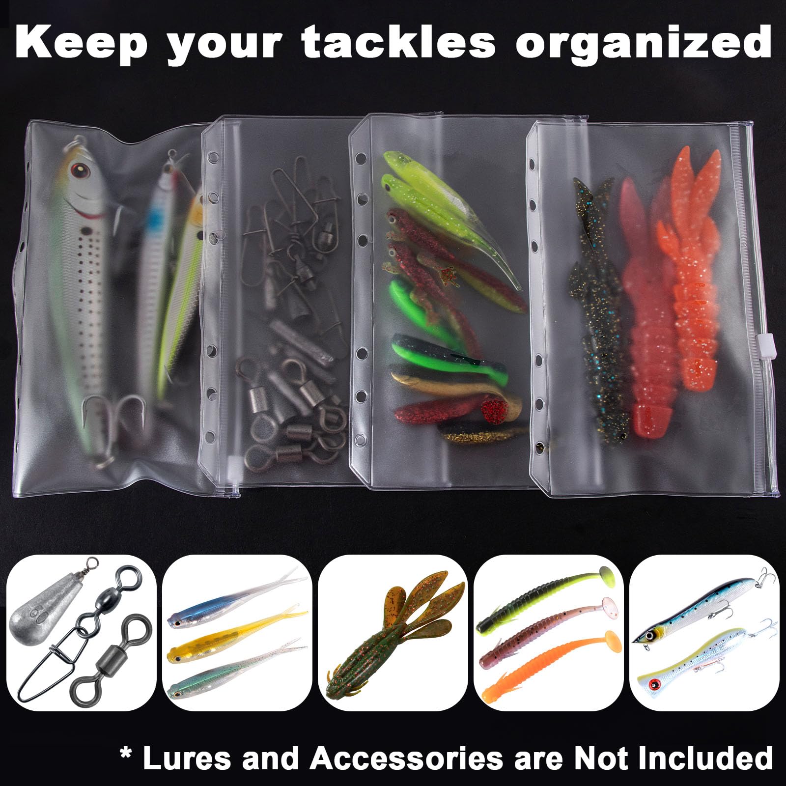Dr.Fish Bait Binder Bags A6 compact travel size for soft and hard baits leaders and rigs