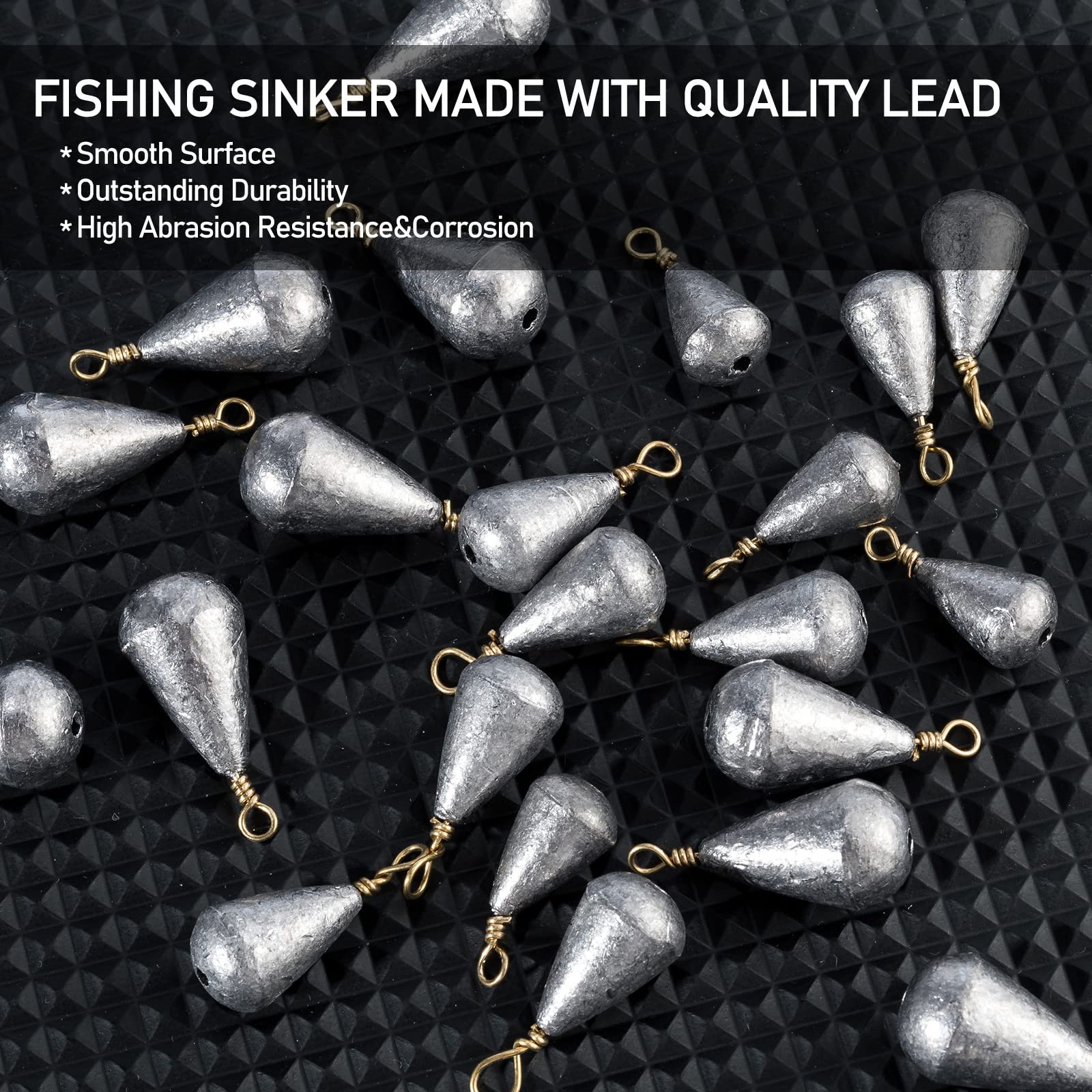 Dr.Fish brass-ring sinker 1oz ensures 360-degree line protection during a fight.
