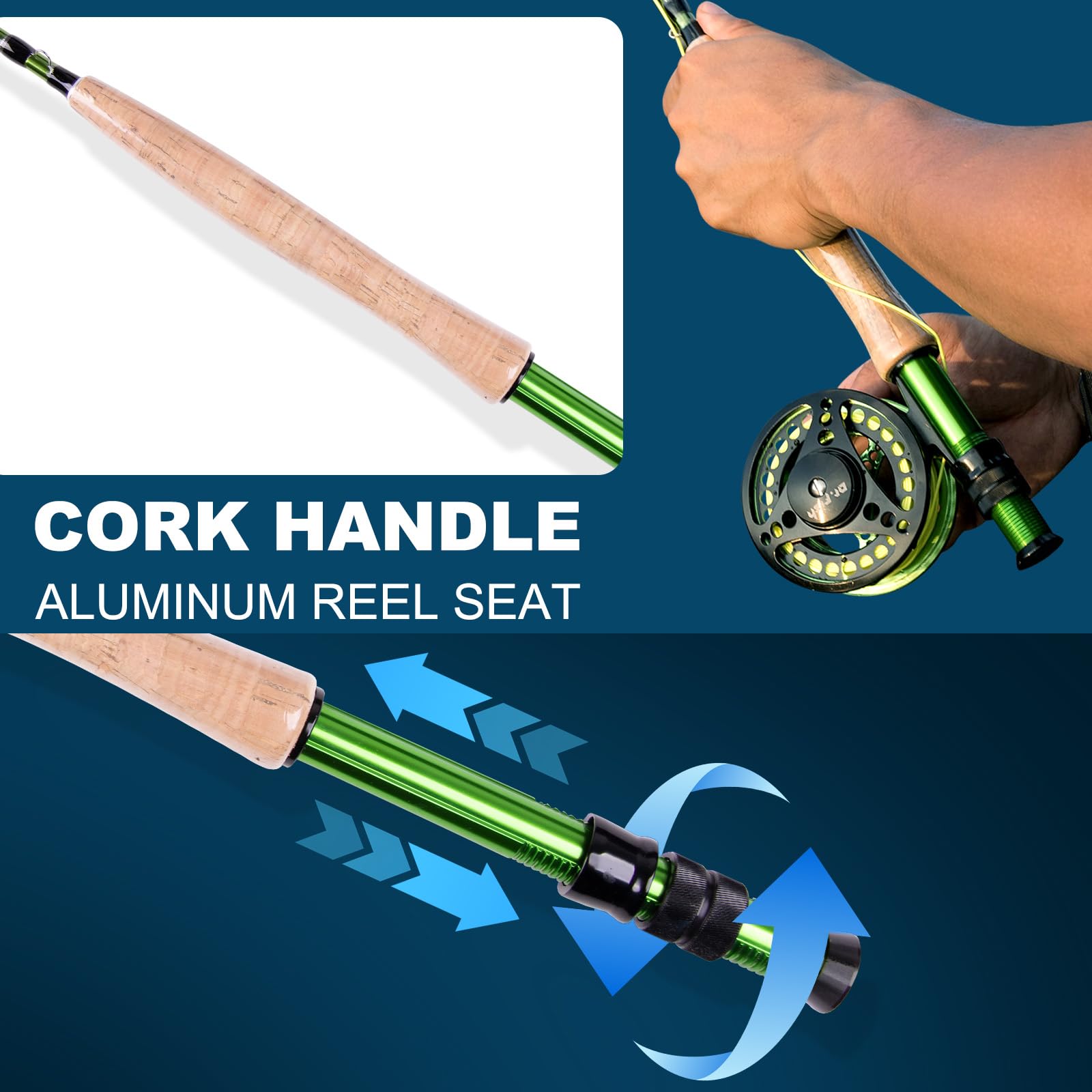 IM8 graphite 5/6 weight fly rod with cork handle and ceramic guides
