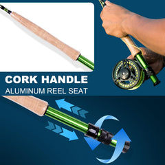 IM8 graphite 5/6 weight fly rod with cork handle and ceramic guides