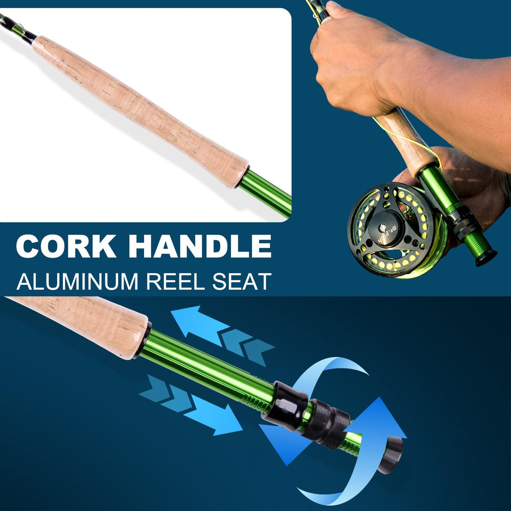 Dr.Fish IM8 graphite rod with cork handle emphasizes sensitive, accurate casting.