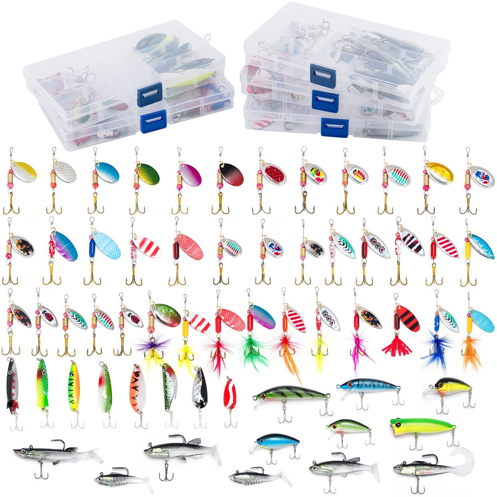 Dr.Fish lures close-up features spinners and brass gear for reliable action.