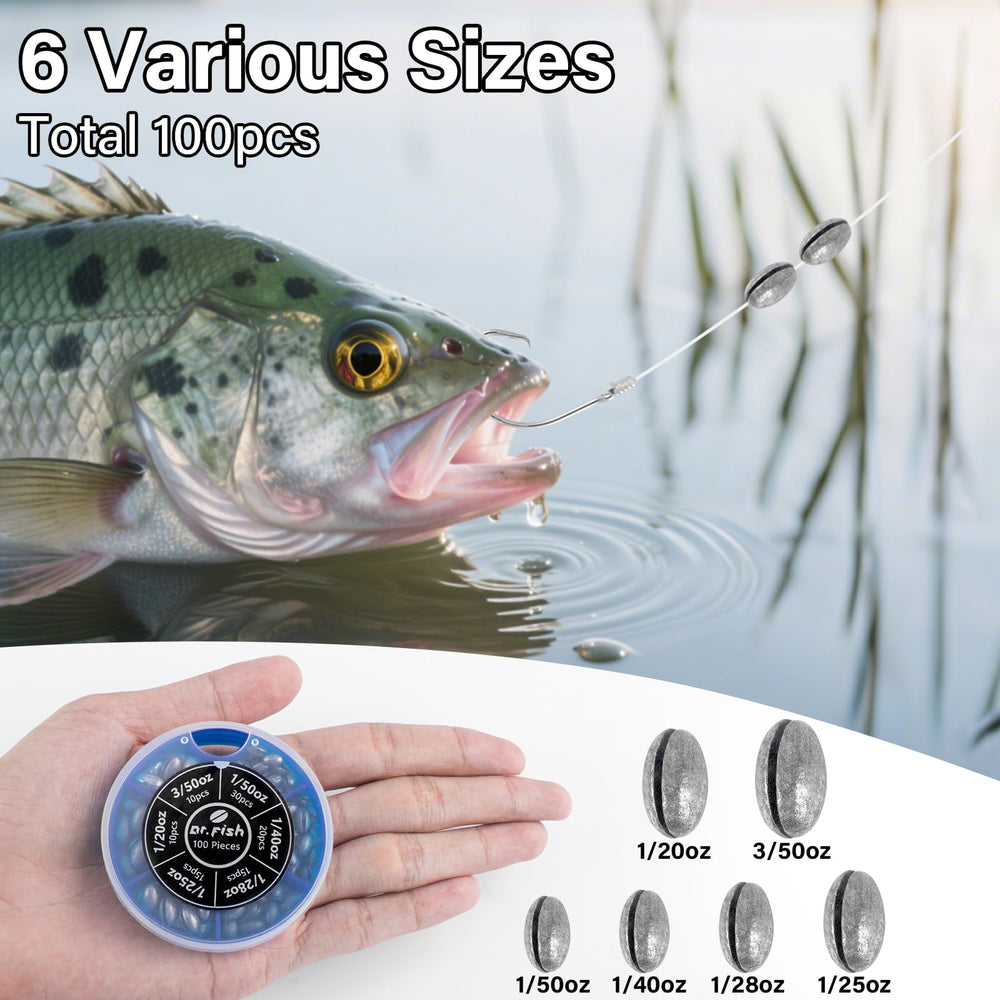 Dr.Fish oval split shot sinkers 3/50oz (10 pcs)
