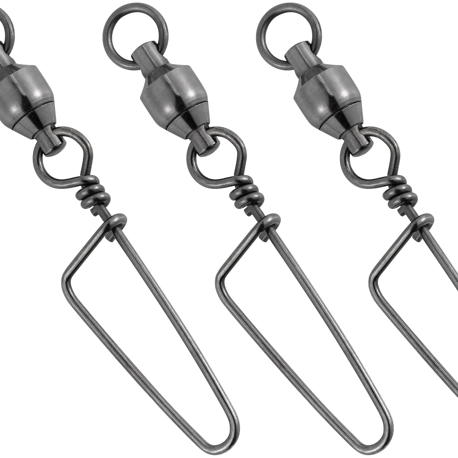 Dr.Fish snap swivel close-up shows ball-bearing design for smooth rotation and reduced line twist.