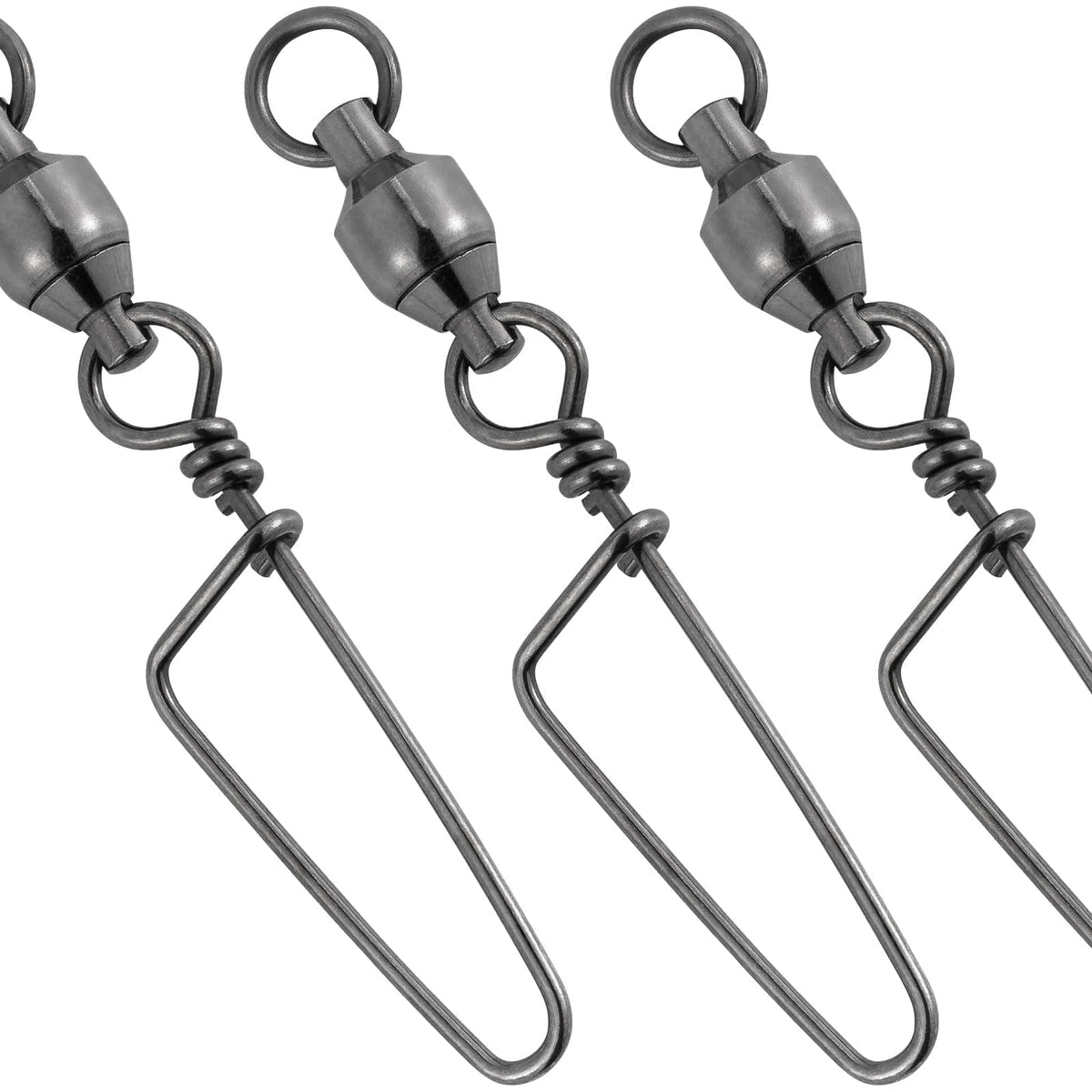Dr.Fish snap swivel close-up shows ball-bearing design for smooth rotation and reduced line twist.