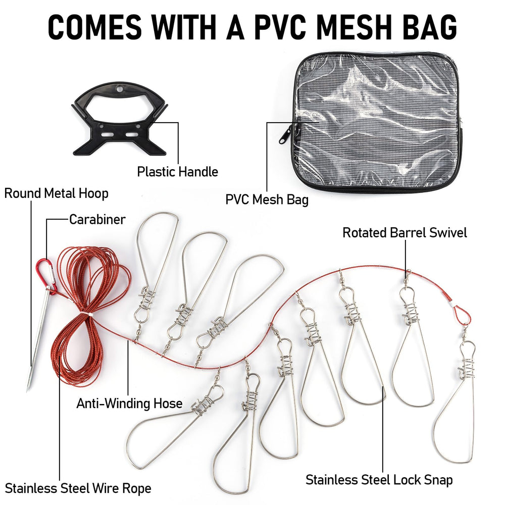 Dr.Fish Spearfishing Kit stainless stringer keeps catch secure during dives.