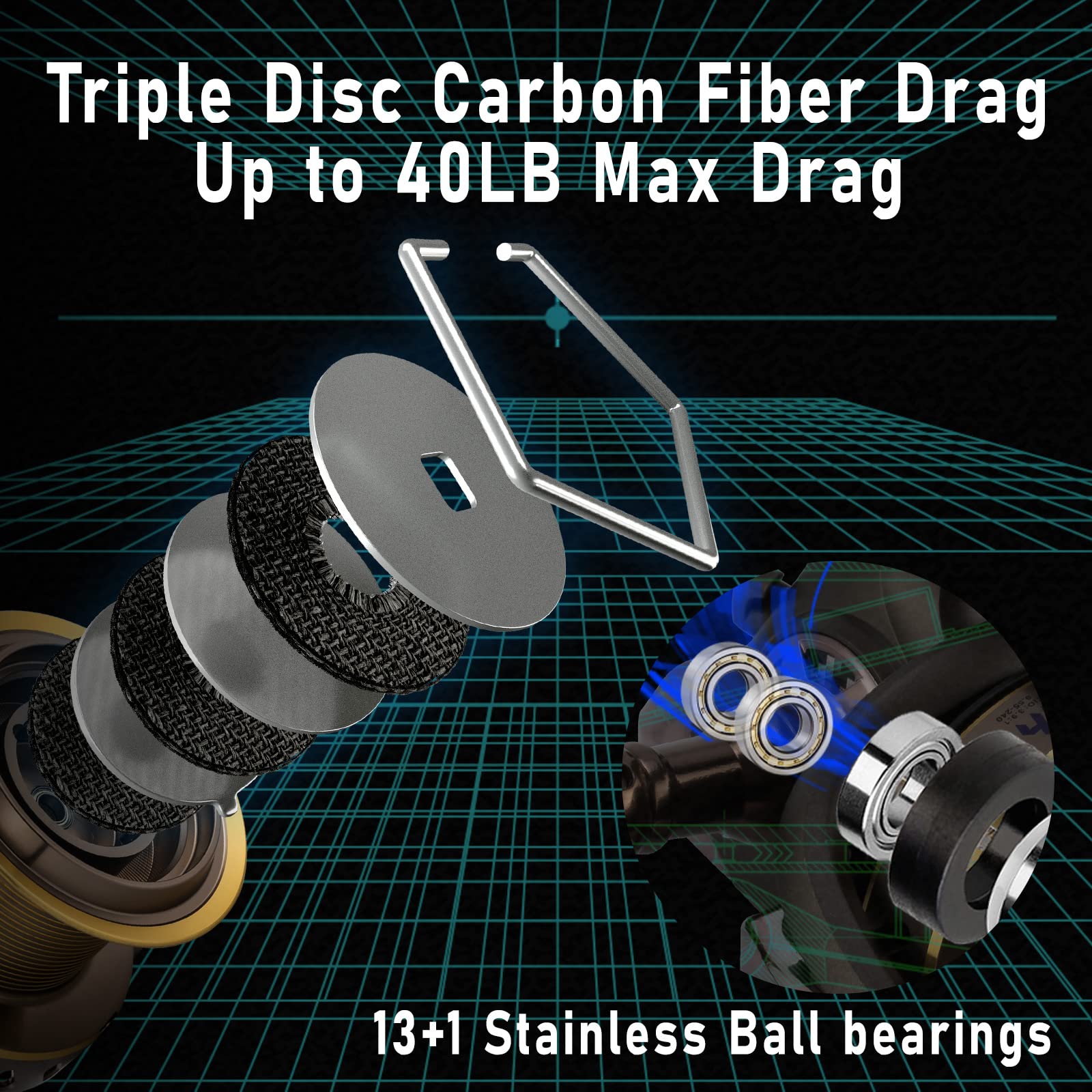 Dr.Fish 10000 spinning reel with deep spool and smooth saltwater drag.