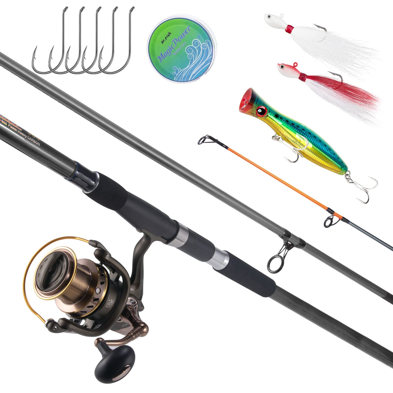 Dr.Fish surf rod 12ft ready for long casts on open water.