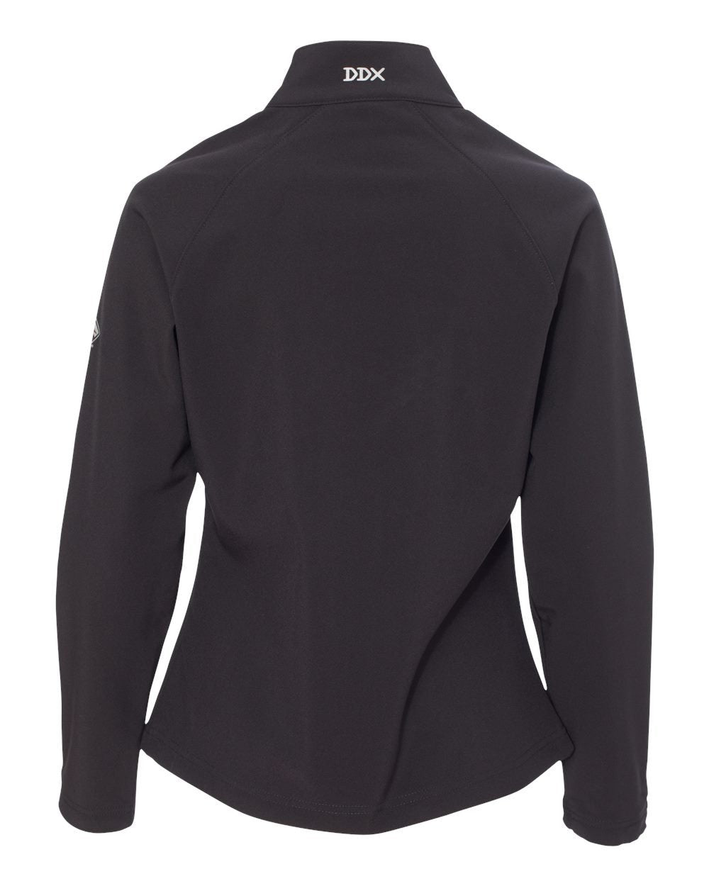 DRI DUCK Contour Softshell Work Jacket in black, back view highlighting silhouette