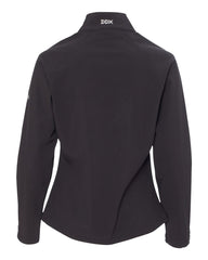 DRI DUCK Contour Softshell Work Jacket in black, back view highlighting silhouette