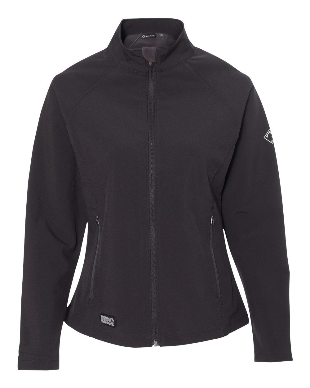 DRI DUCK Contour Softshell Work Jacket in black, front view showing wind-resistant shell