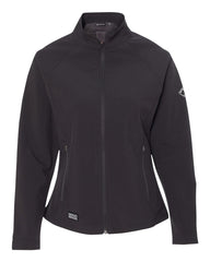 DRI DUCK Contour Softshell Work Jacket in black, front view showing wind-resistant shell