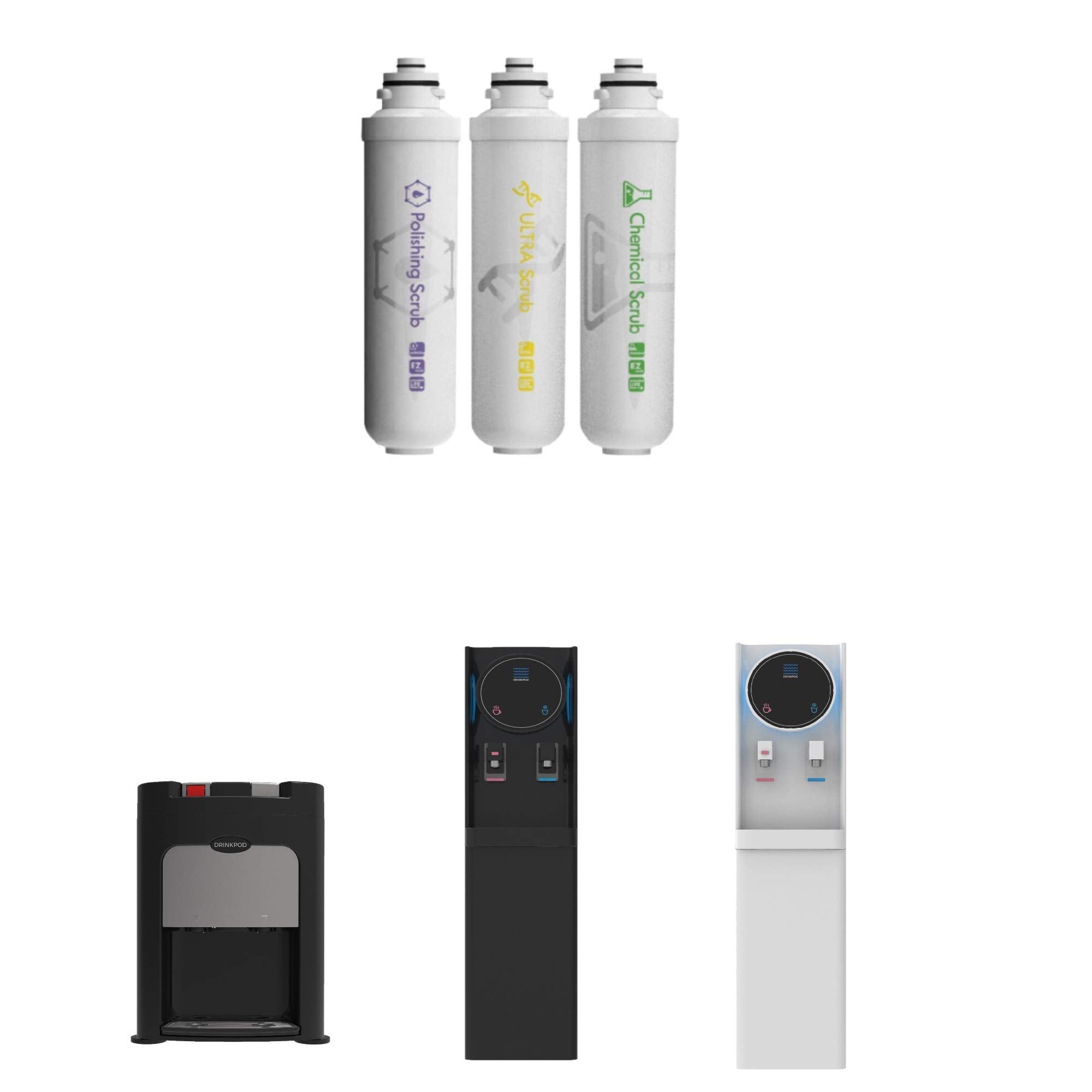 Drinkpod Elite 5 replacement cartridge 3-pack for clean, filtered water.