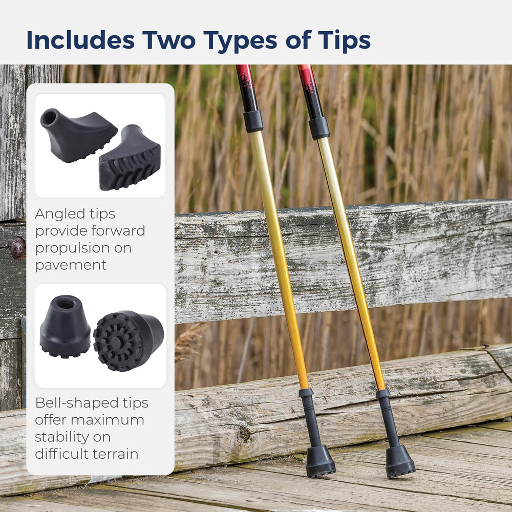 Drive Medical Summit walking poles made of lightweight aluminum for easy carrying.