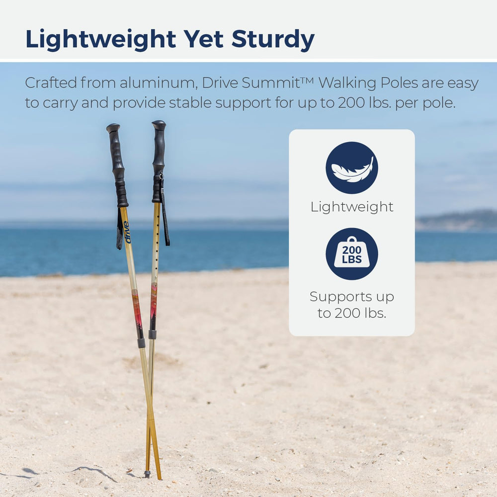 Drive Medical Summit walking poles offer stable support across diverse terrains.