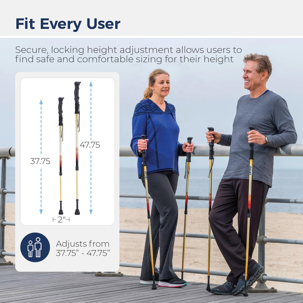 Drive Medical Summit walking poles with Velcro carry strap for portable use.