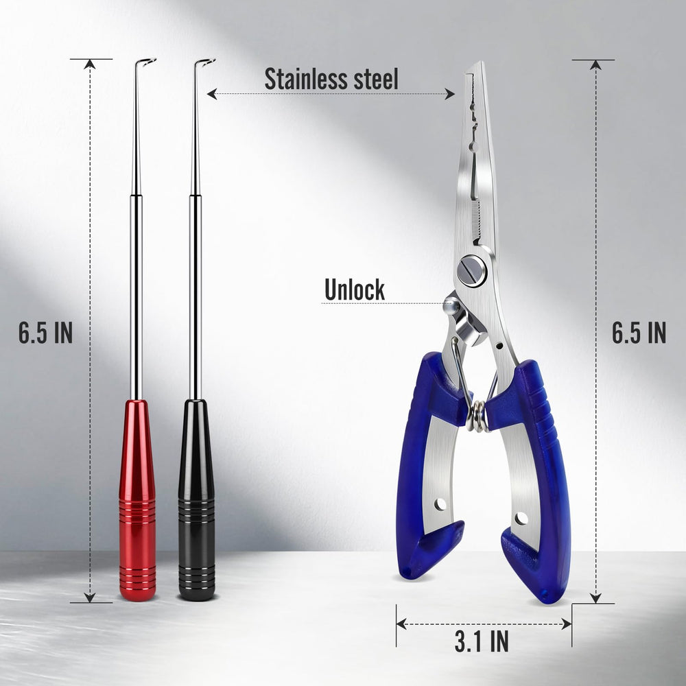 All-in-one 3-piece fishing kit components