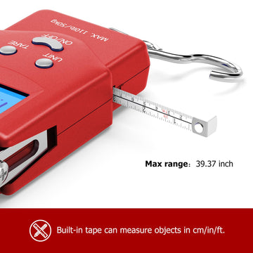 Built-in measuring tape extended