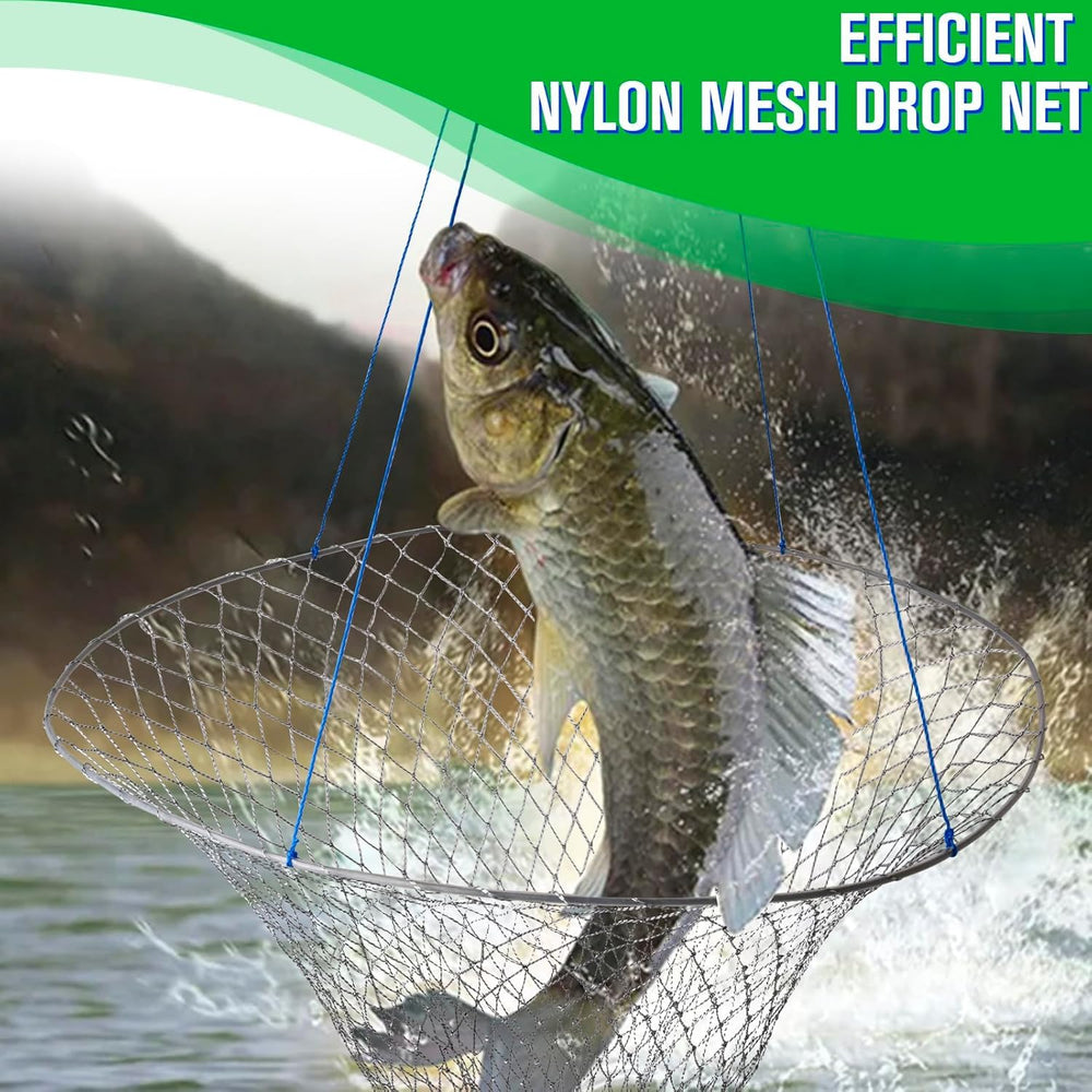 Angler storing drop net in gear for easy access