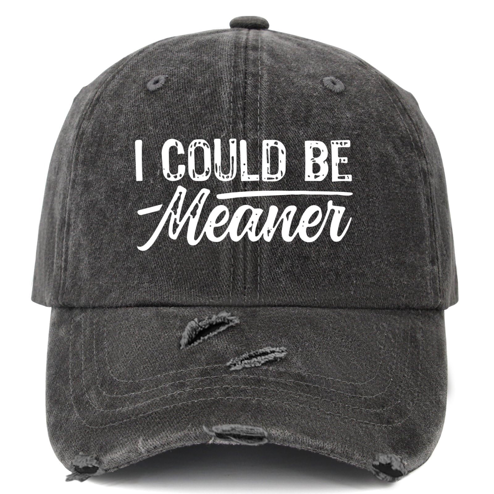Drouerby I Could Be Meaner Hat front view shows bold casual style