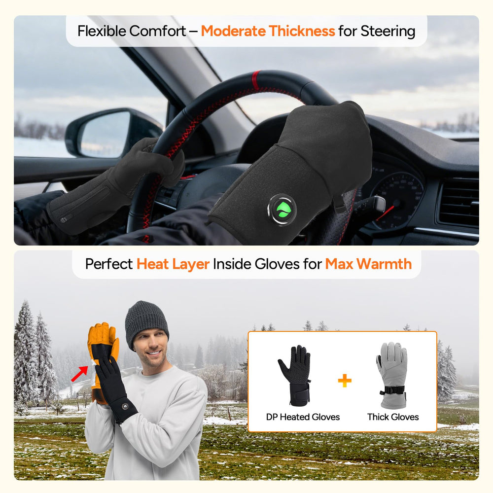 DR.PREPARE heated gloves in ski or hike setup demonstrating practical winter use