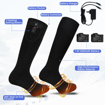 Dr.Warm heated socks suitable for hunting and camping in cold conditions.
