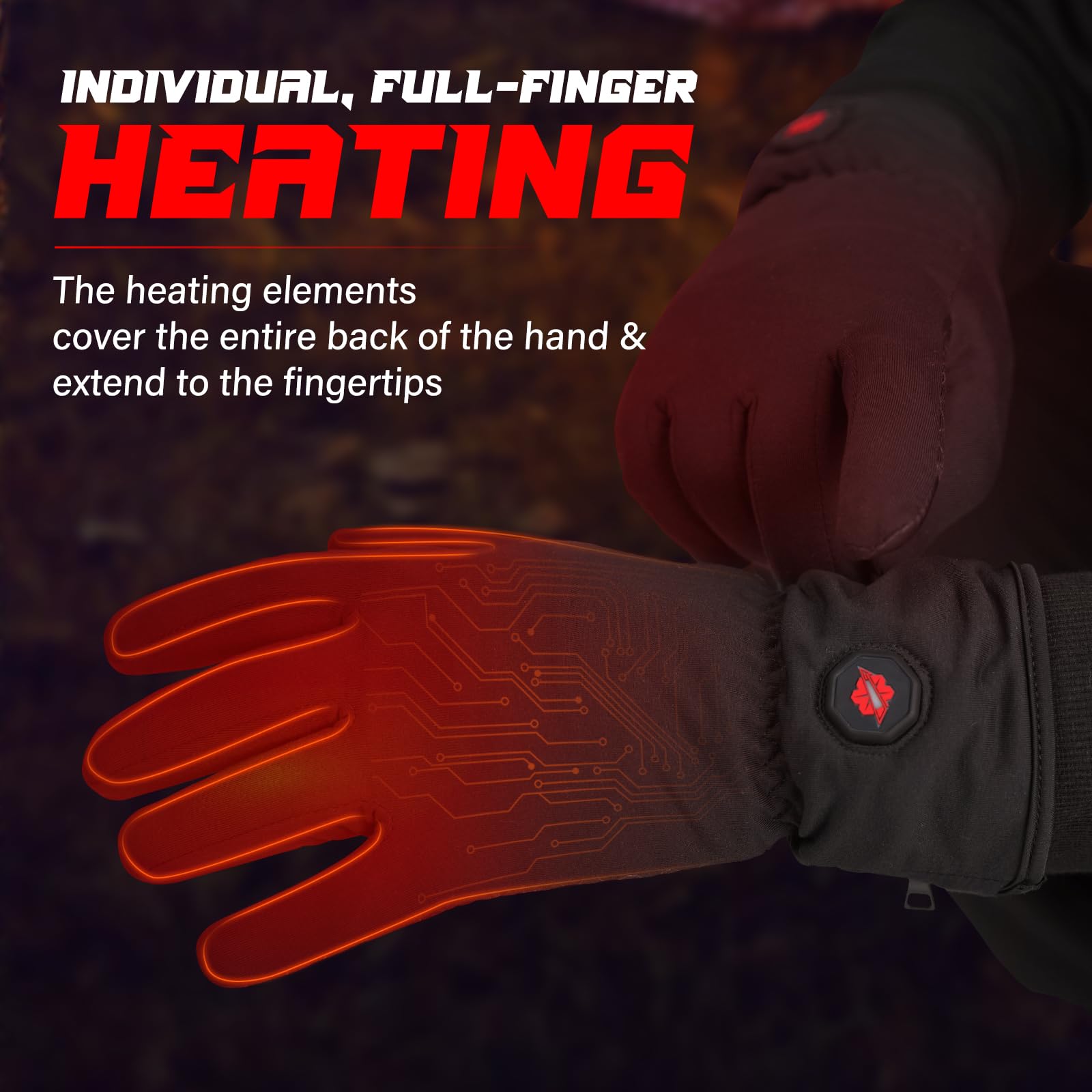 Dr.Warm glove liner delivers full-hand heating for steady warmth.