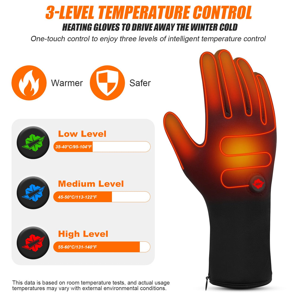 Dr.Warm heated gloves liner side view with anti-slip grip for secure movement.