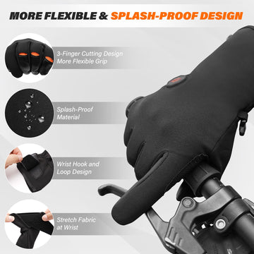 Dr.Warm heated gloves waterproof PU palm ideal for wet-weather riding or commuting.