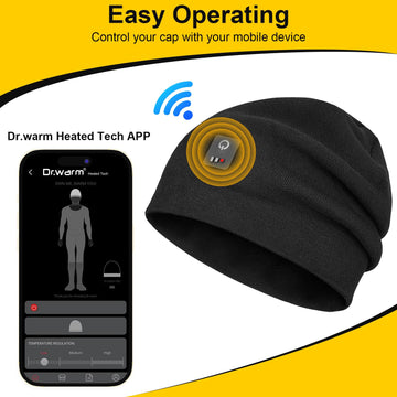 Dr.Warm heated hat app control interface for convenient temperature adjustments.