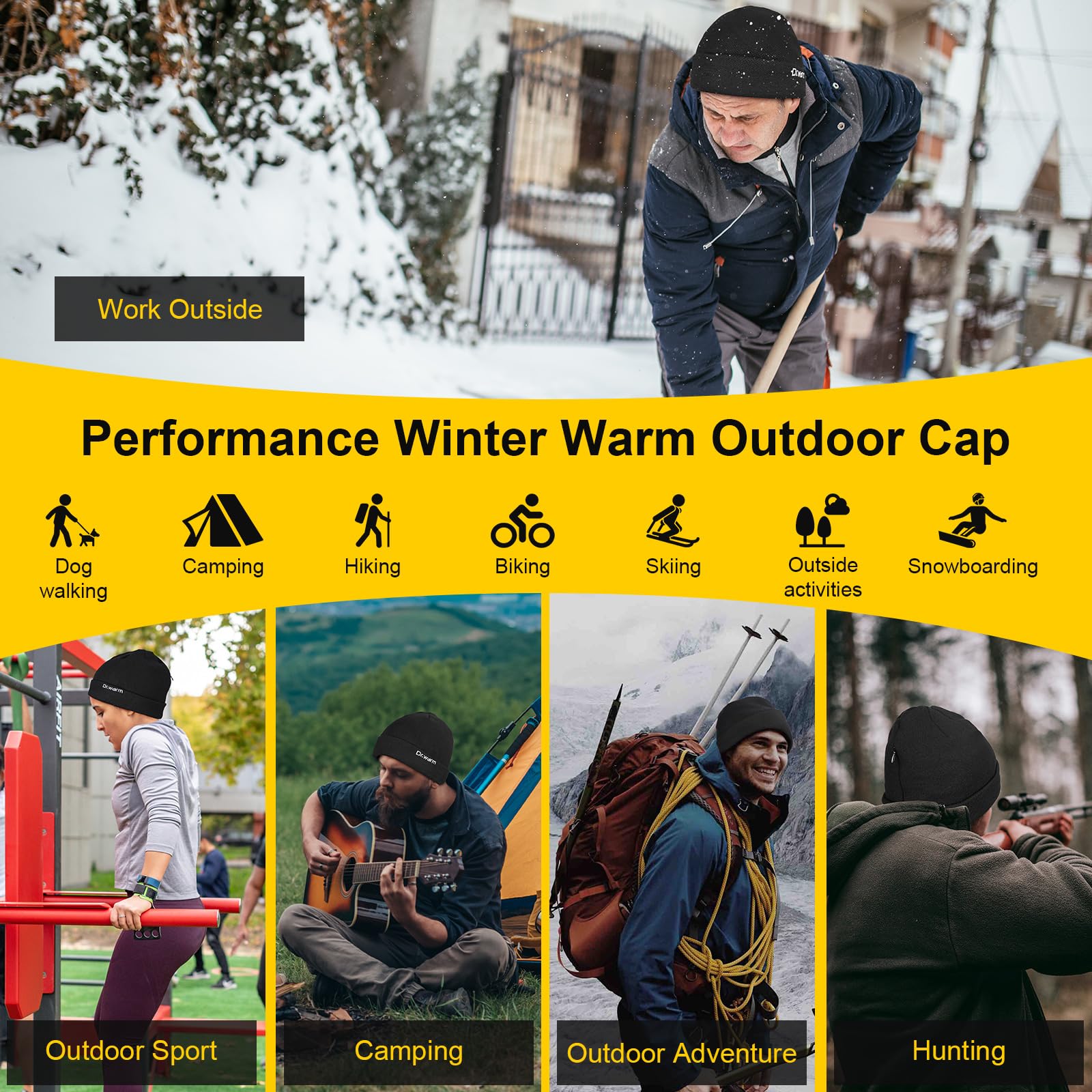 Dr.Warm heated hat merino-wool blend fabric offers comfort and insulation.