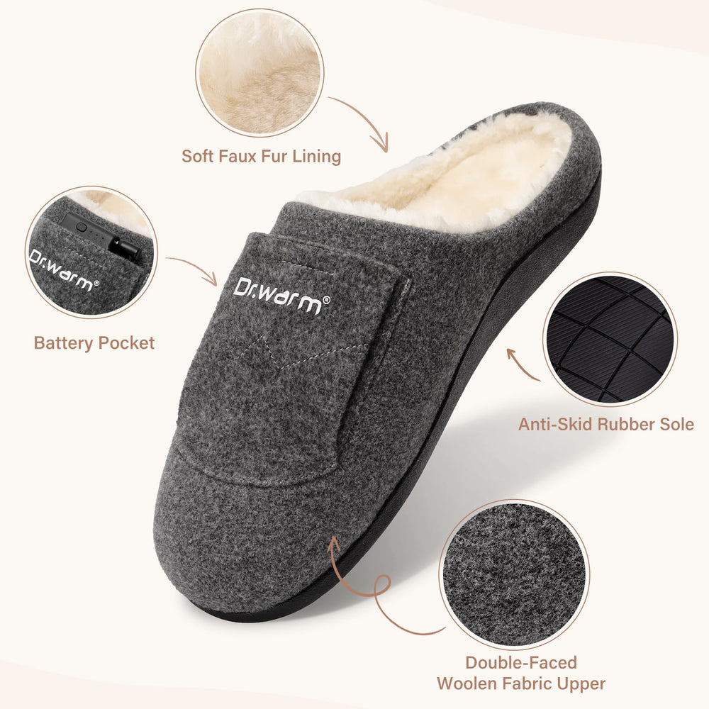 Dr.Warm anti-skid rubber sole providing stable grip indoors or outdoor use.