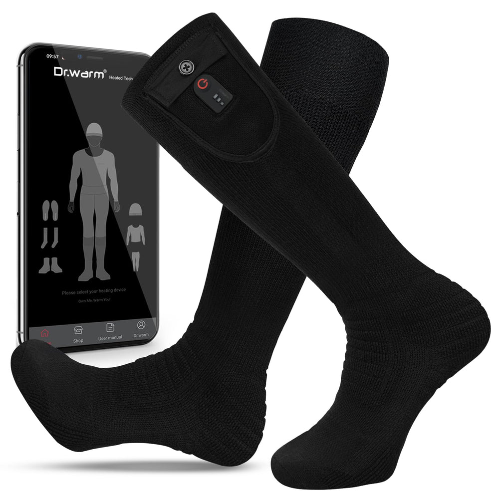 Dr.Warm heated socks with app control for adjustable warmth on the go.