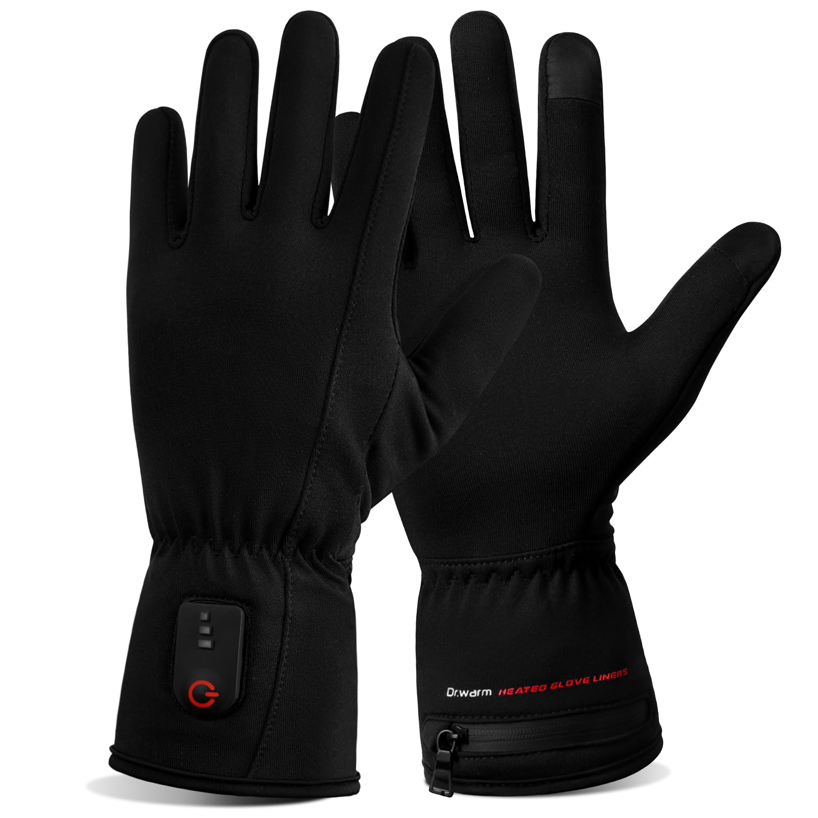 Dr.Warm thin heated glove liner front view provides snug fit for unrestricted movement