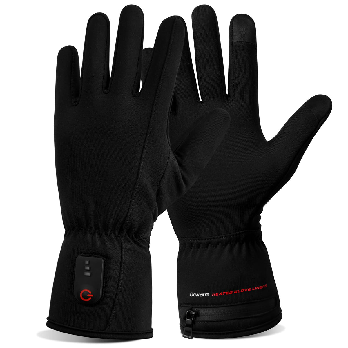 Dr.Warm thin heated glove liner front view provides snug fit for unrestricted movement