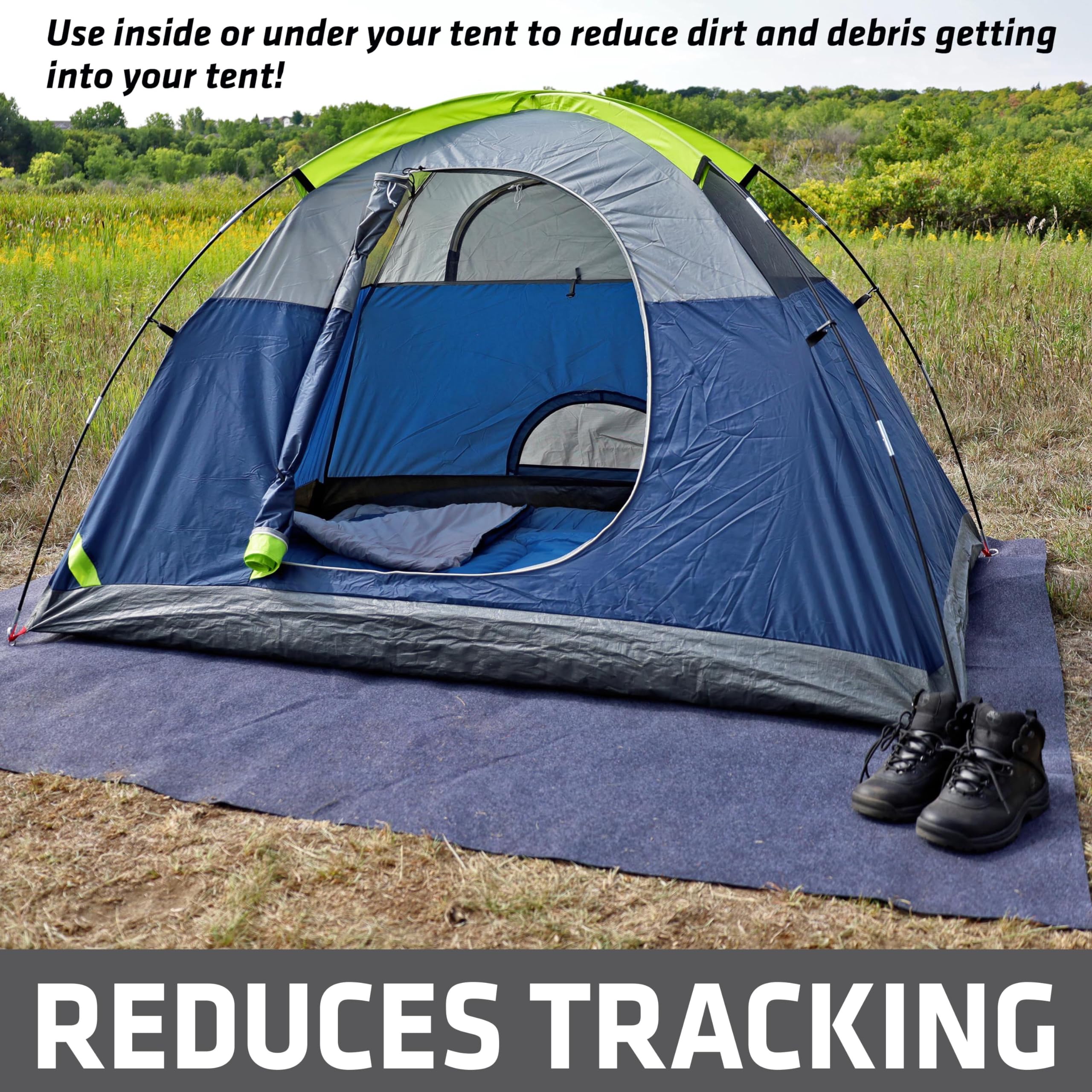 Drymate tent carpet mat cleans easily and dries after camping