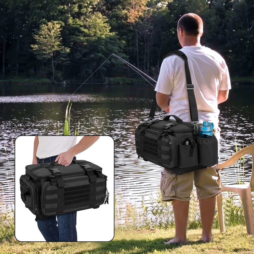 DSLEAF tackle bag in outdoor fishing and camping use
