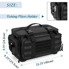 Internal and external pockets including side pockets and MOLLE webbing