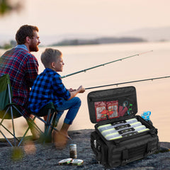 Open bag showing rod holder and inner compartments