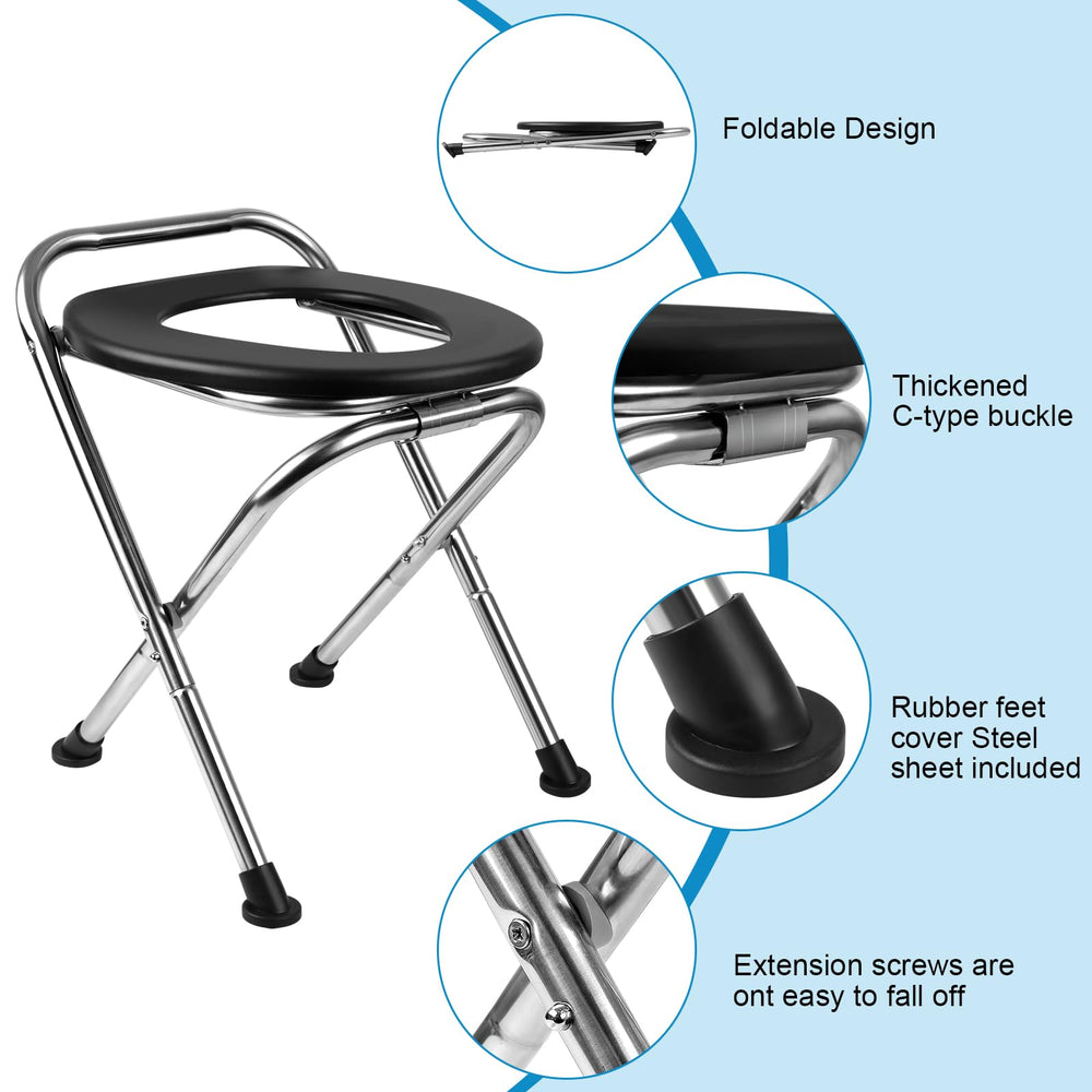 DSUWAZU foldable camping toilet demonstrates 350 lb weight capacity for diverse users.