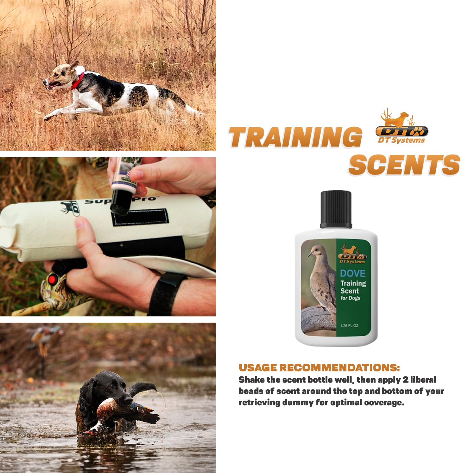 DT Systems all-natural game scent used to create tracking trails for field work.