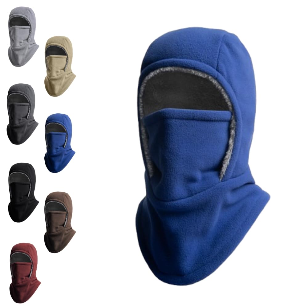 DTVKTZ Winter Warmth balaclava blue front view showing full coverage.