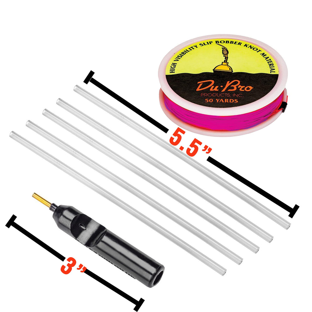 DU-BRO pink slip-bobber knot material for quick, precise rigging.