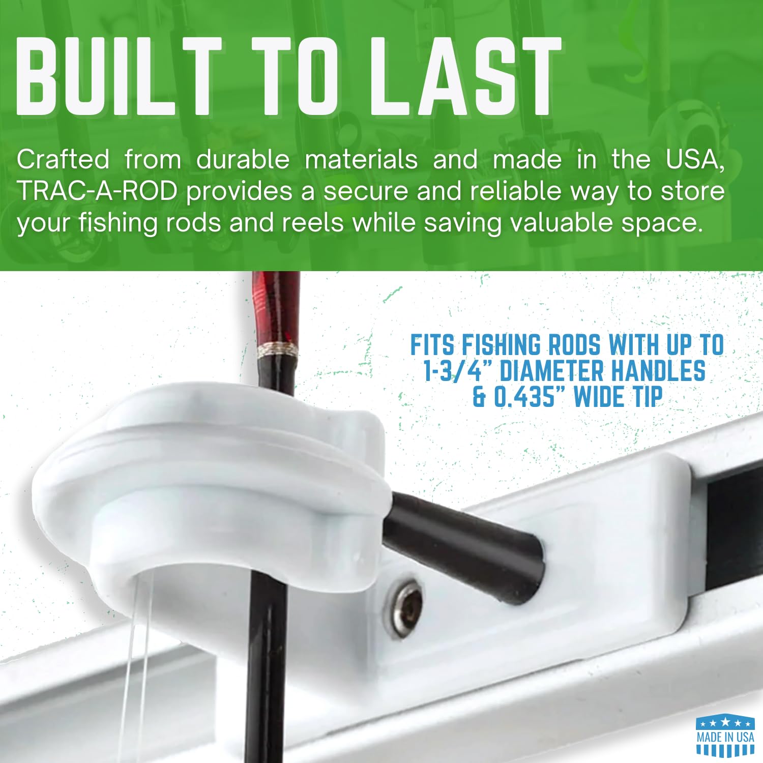 2 ft aluminum track with white rod holders